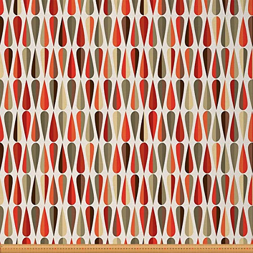 Geometric Upholstery Fabric for Chairs,Retro 60s 70s Geometric Round Fabric by The Yard,Vintage Raindrop Shaped Fabric for Upholstery and DIY Projects,5 Yards,(L460*W150cm) Orange Cream
