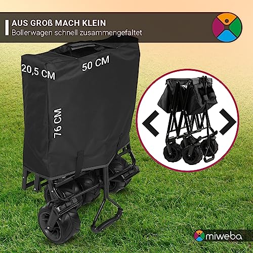 Miweba Faltbarer Bollerwagen MB-30 | Traglast 120 kg - Klappbar - Handwagen faltbar - Transportwagen für Kinder - Kinderwagen - Gartenwagen - Wagen - Strandwagen - Faltwagen (Hellgrau/Dunkelgrau) – Bild 5
