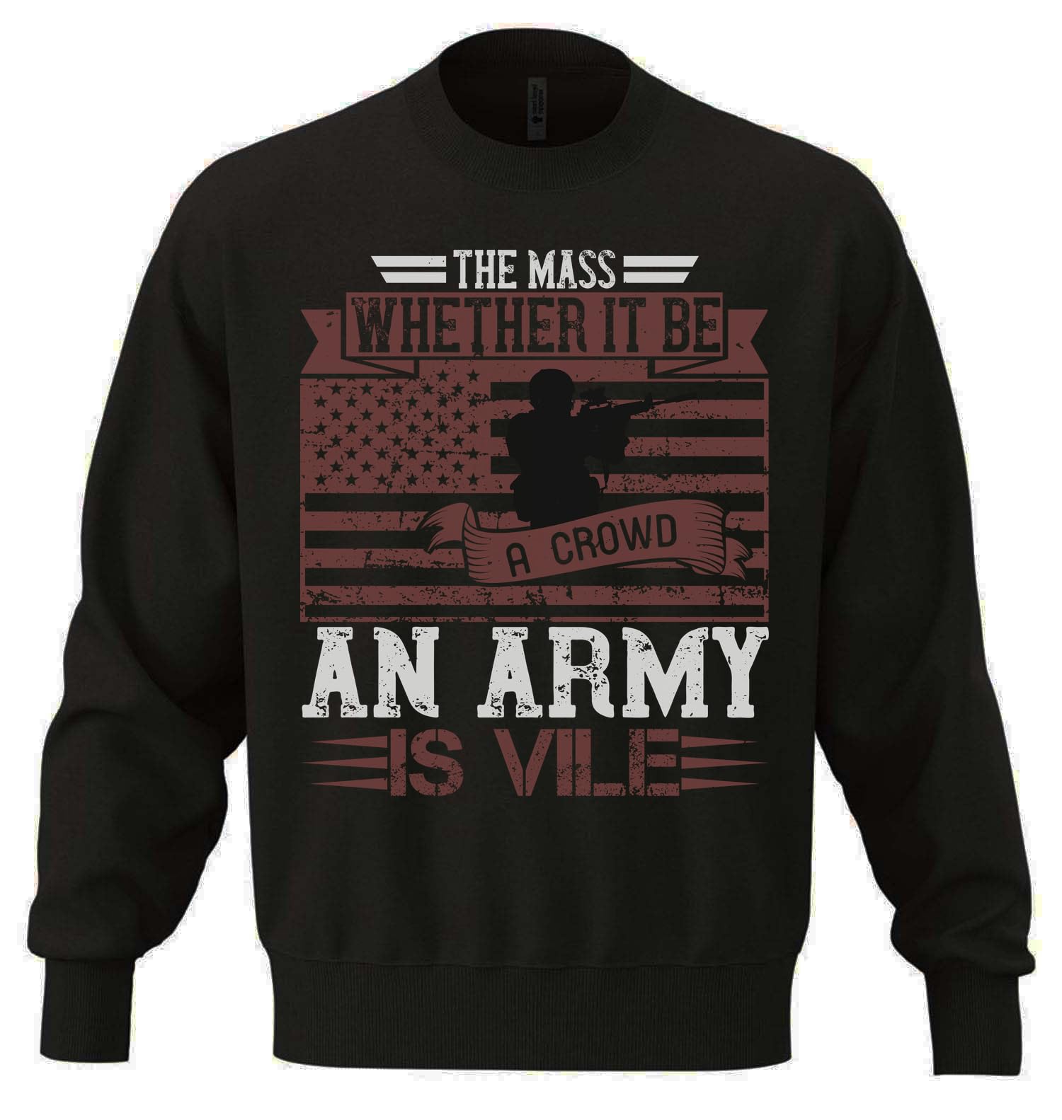 'The Mass Whether It Be A Crowd An Army Is Vile' unisex bluza oversize mieszanka bawełny ciężka bluza czarna