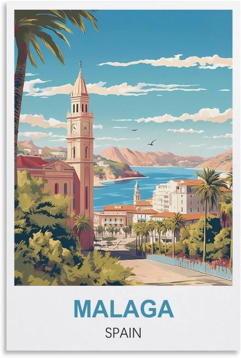 1000（38x26CM）0-Piece Jigsaw Puzzle | Malaga Spain Brain Teaser for Adults | Educational Toy & Home Wall Decor