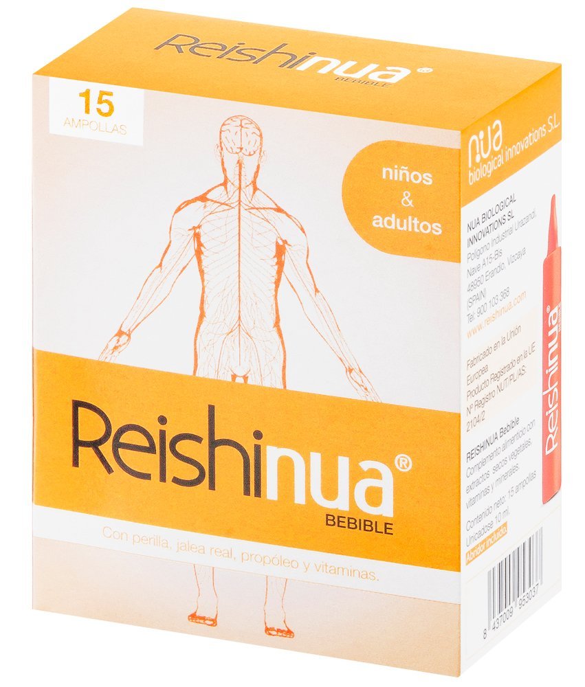 Nua Biological - Reishinua® Bebible 15 viales - Complemento nutricional bebible -​Con jalea real, plantas y vitaminas