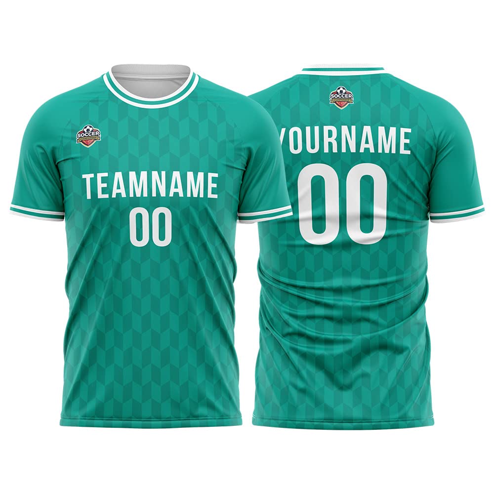 Customize Your Team Soccer Jersey Uniforms with Name and Number Soccer Jersey (C-Green-White)