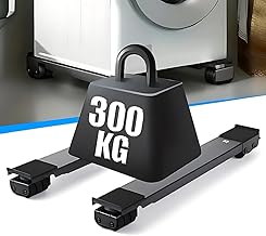 Adjustable Washing Machine Stand with 16 Wheels & Anti-Vibration Pads, 300KG Load Capacity, Heavy-Duty Trolley for Front/Top Load Washer, Fridge & Furniture – 2PCS Metal Stand (Grey)