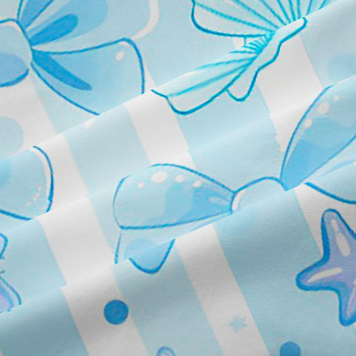 Homemissing Tende marine con fiocco blu per camera da letto soggiorno stelle marine conchiglie tonalità oscuranti strisce tende oscuranti per camera tende oscuranti tenda estiva trattamenti per