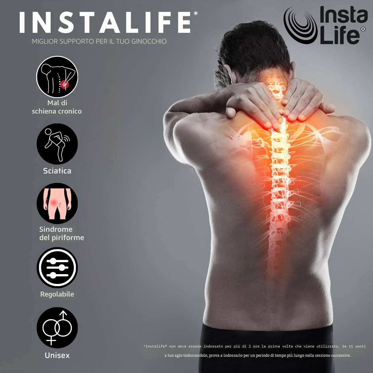 INSTA LIFE INSTALIFE, sistema di digitopressione per alleviare dolori articolari, allevia il mal di schiena con digitopressione, ergonomico, lombalgia, sciatica, dolore alle ginocchia, (2 pezzi)