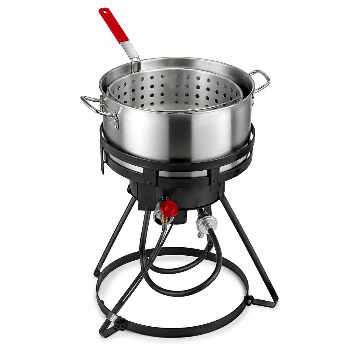 10 Qt Outdoor Fish Fryer with by Glownary – 10 Quart, Aluminum, Silver, Model Ff-10qt-55btu