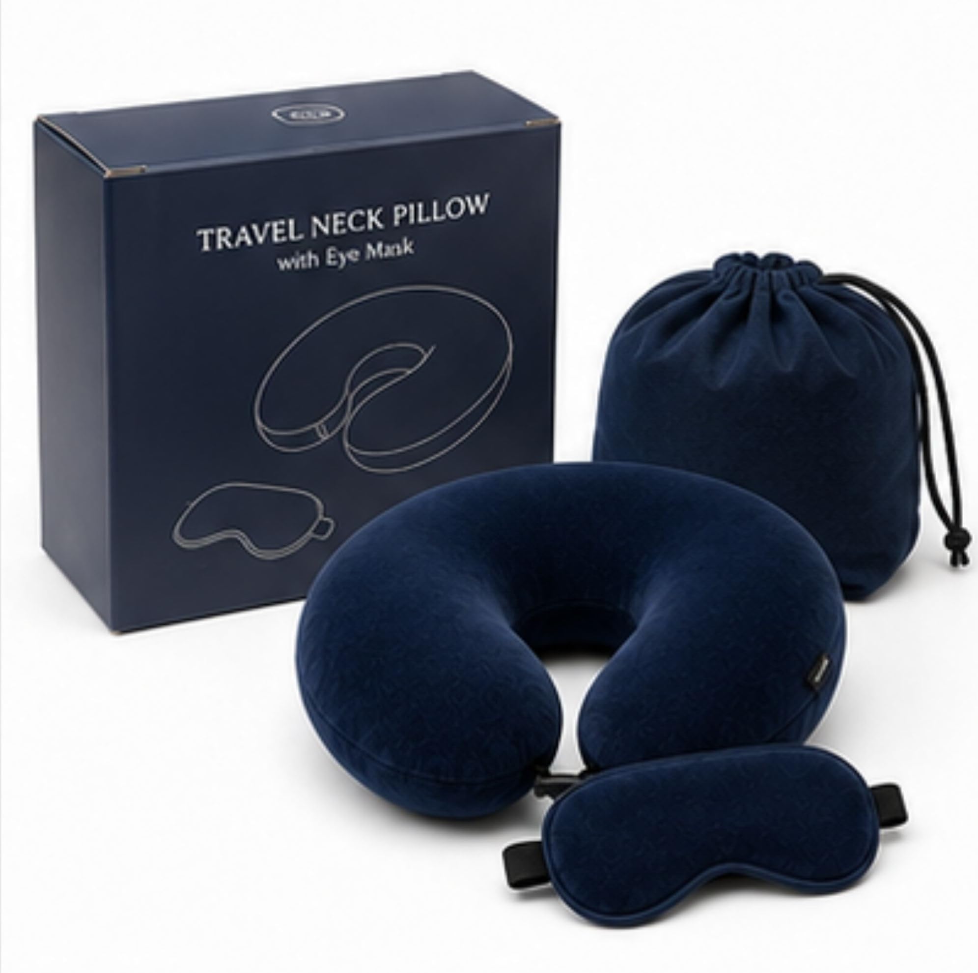 govind enterprises luxury travel neck pillow with soft breathable fabric | u shape cervical support cushion for airplane, car, train & office | washable (thread - dark blue)