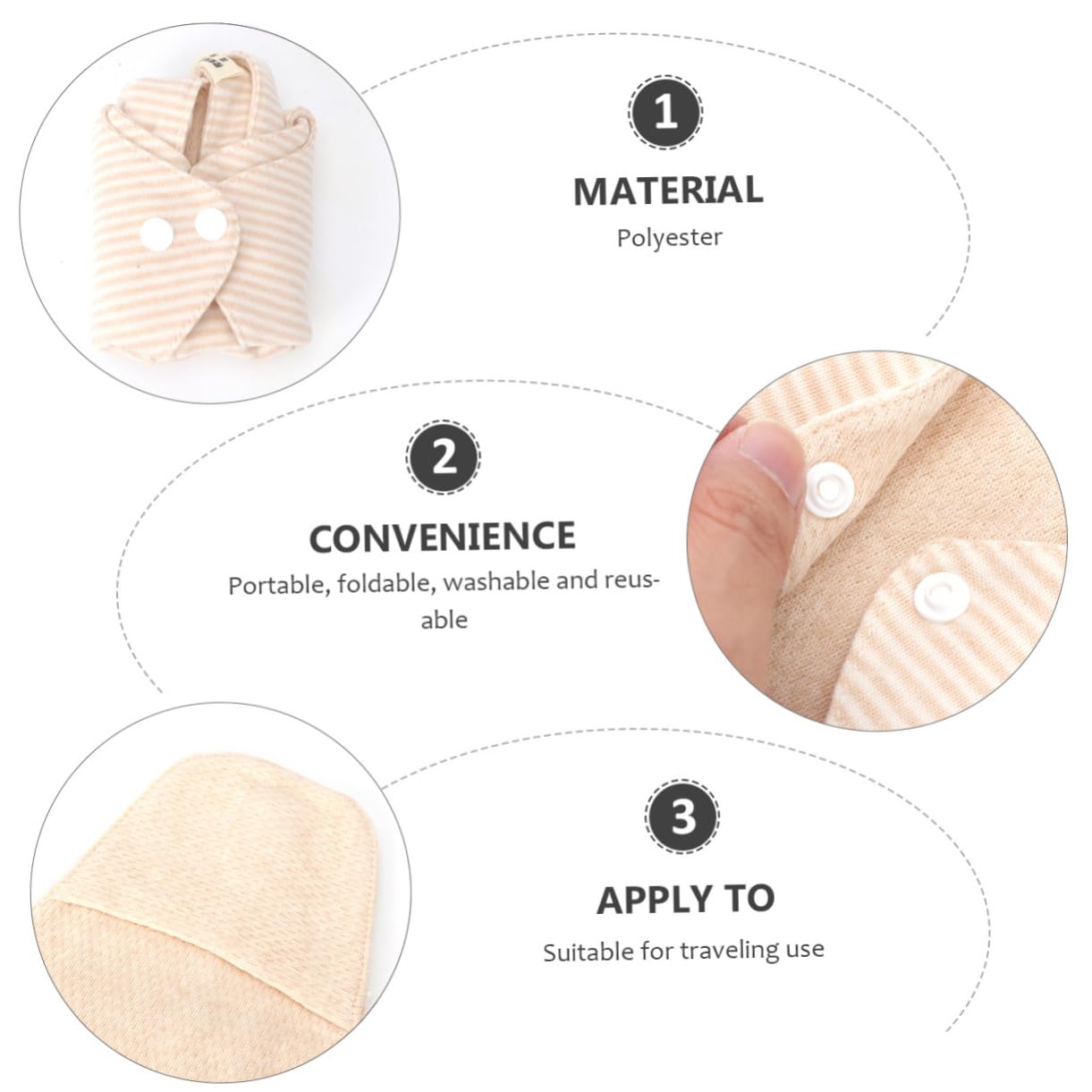 6 Piezas toalla higiénica portátil protegeslips protectores diarios Toalla sanitaria lavable compresas menstruales reutilizables almohadillas de mamá Núcleo central