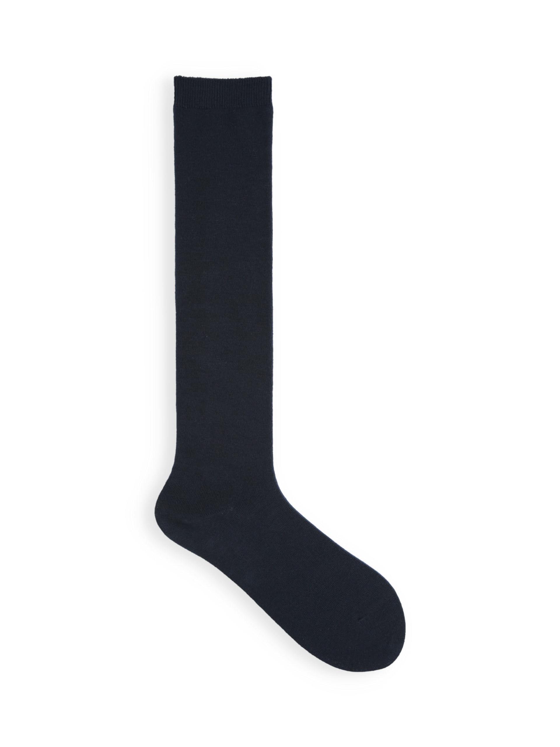 Tabio Plain Knee High Socks Navy Cotton Blend Made in Japan Women