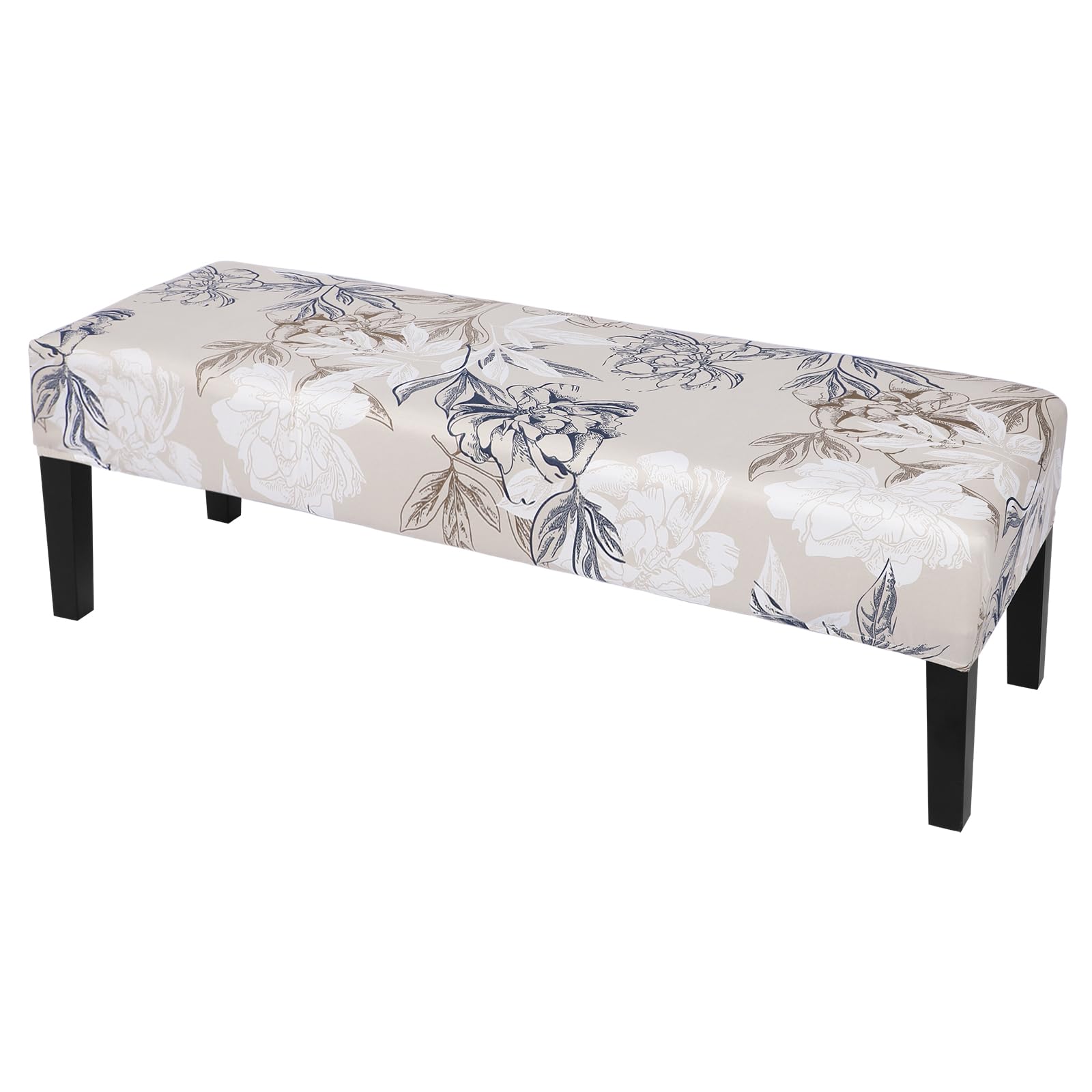 SearchI Dining Bench Cover, Stretch Washable Long Bench Seat Covers, Rectangle Dining Table Bench Slipover for Dining Room, Living Room, Kitchen(Beige Blue Flower)