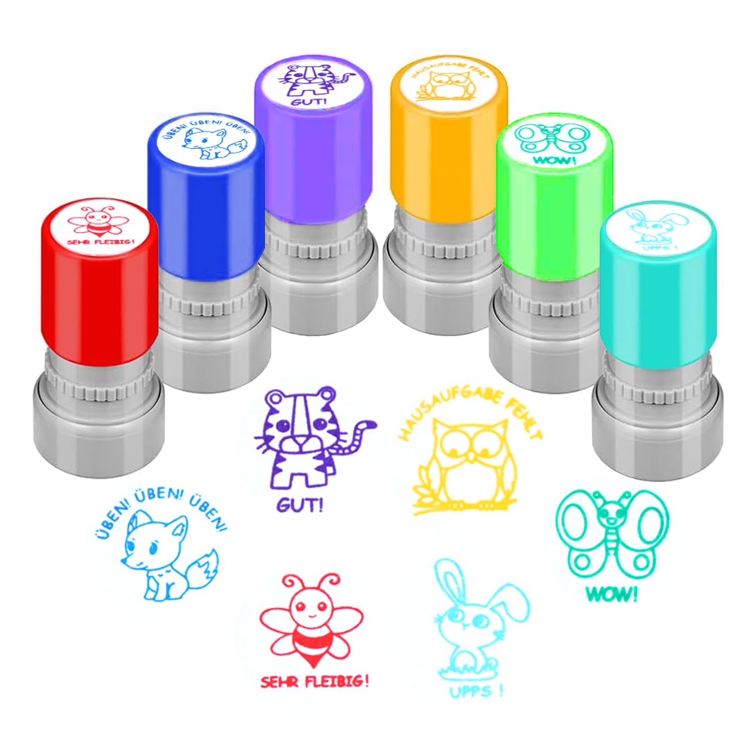 Set of 6 Teacher Stamps, Teacher Smile Stamps, Primary School Stamps for Teachers, Personalized School Stamps, School Homework Marking-D1