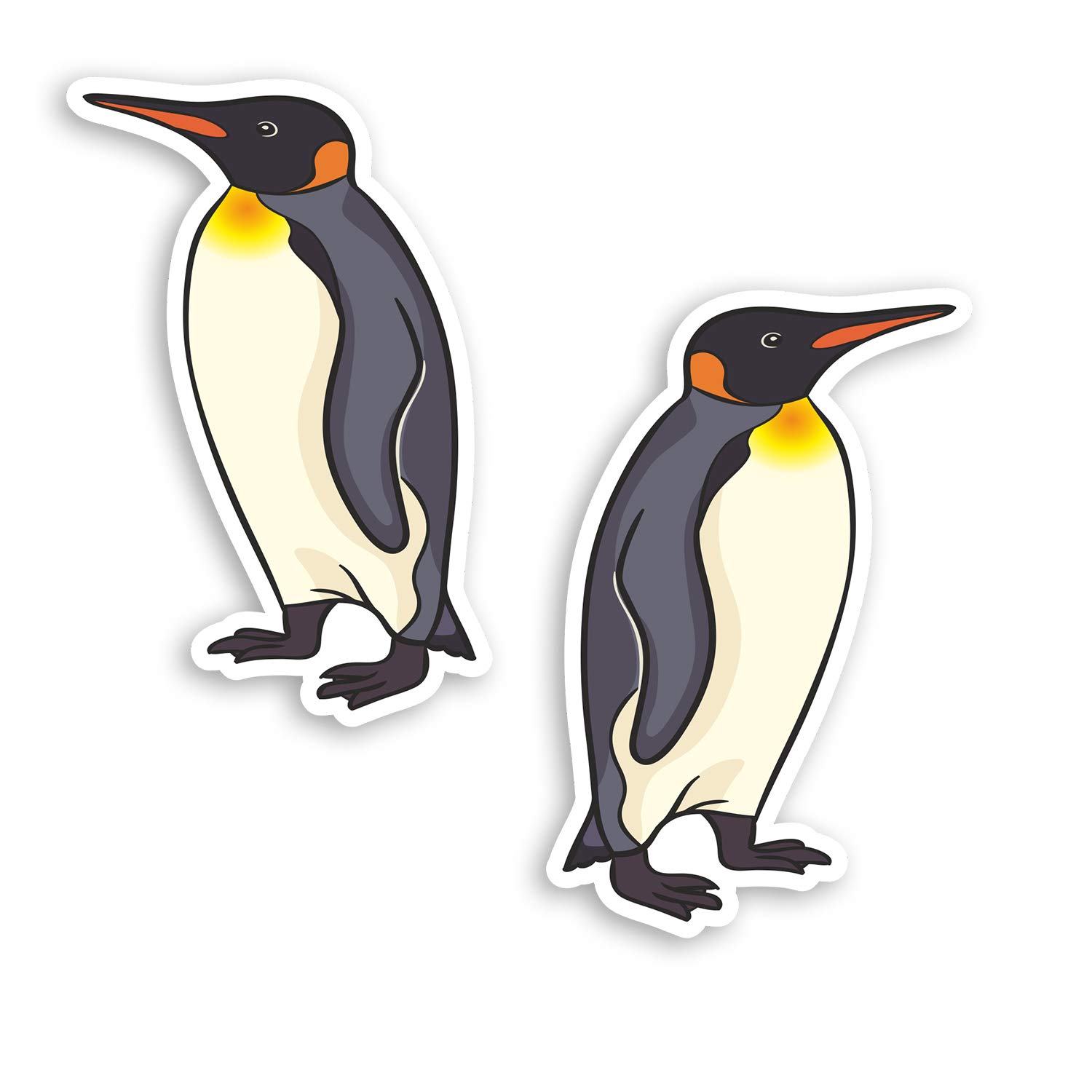 Destination Vinyl Ltd Multi 2 X 10Cm Emperor Penguin Vinyl Stickers - Cute Birds Fun Laptop Sticker #30079 (10Cm Tall)