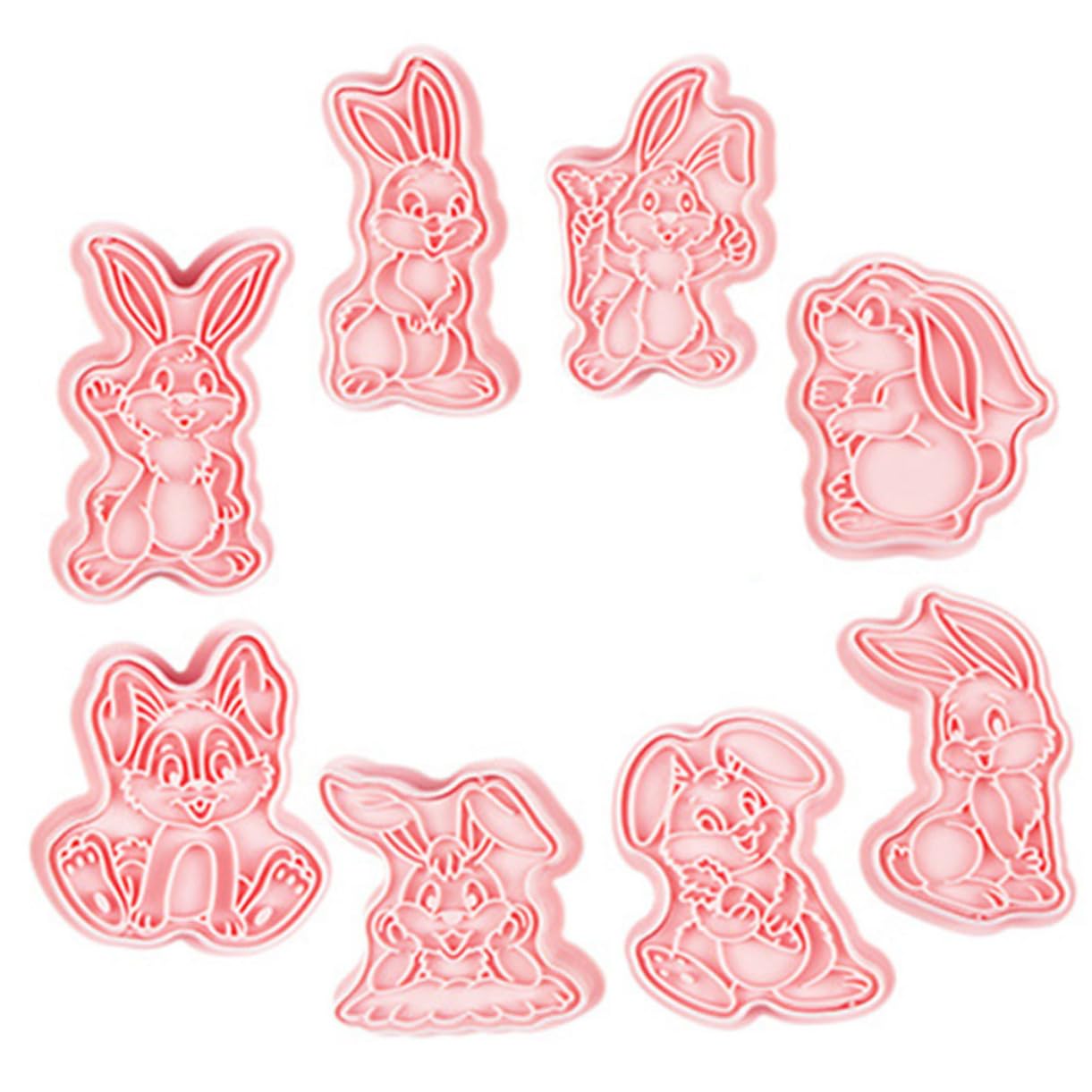 Unomor 8Pcs Easter Bunny Cookie Rabbit Biscuit Baking Supplies Easy to Clean and Demould for DIY Baking Party Treats Festive Celebrations