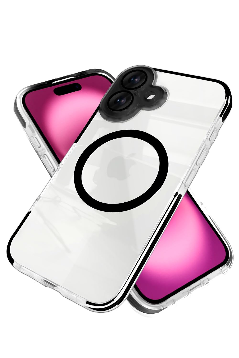 Sizkawil Re iPhone 16 Case, MagSafe Compatible, Clear Lens Protection Cover, Wireless Charging, Shockproof, Hybrid 10, Smartphone Case, 1 Piece, Black