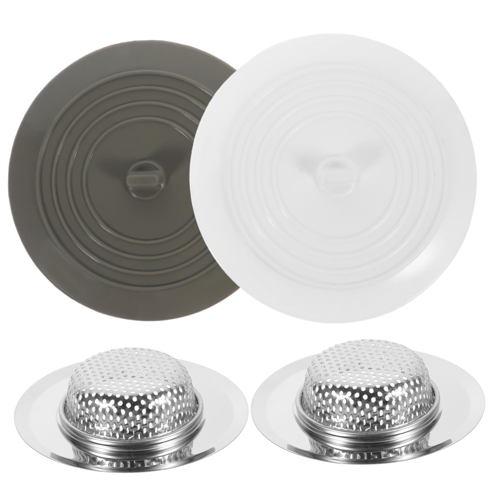 VILLCASE 2 Sets Bathtub Stoppers Kit Drain Plugs with Hair Catchers Versatile Bathroom Drain Covers for Water Control and Clog Prevention