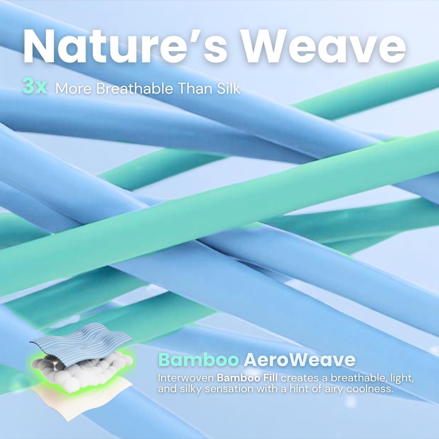 DOWN HOME Cooling Comforter King Size, Cooling Blanket for Hot Sleepers All Season, Q-max>0.4 Double-Side Cold Fabric, Bamboo Breathable Lightweight Summer Duvet Soft Quilt, Blue Strips, 90"x108" - Image 3