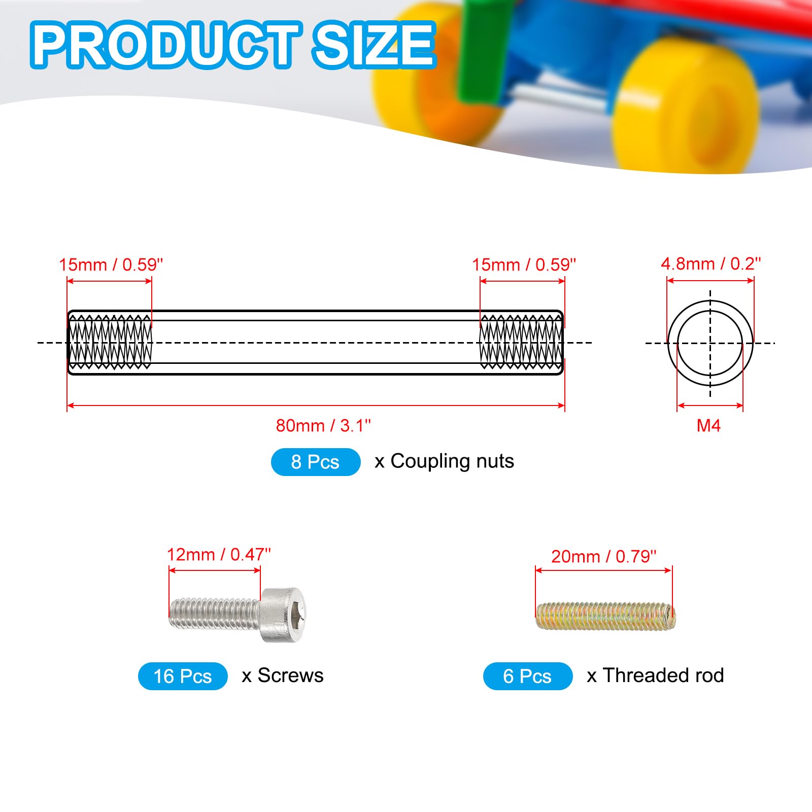 PATIKIL 80mm (3.1") Round Coupling Nuts Kit - Image 2