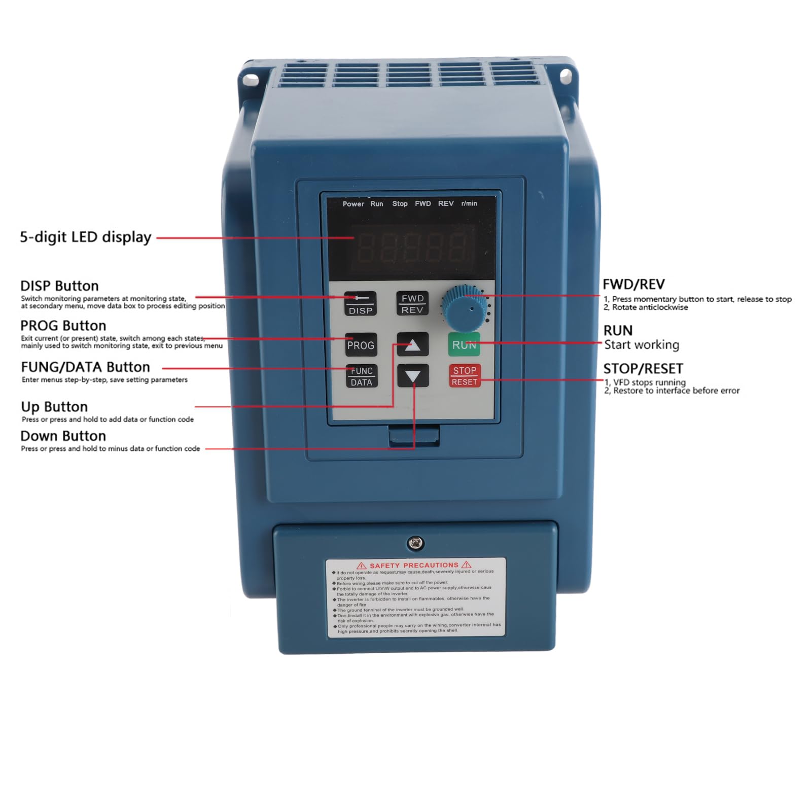 Inverter a Frequenza Variabile 380V 4KW Trifase con Display Digitale, VFD per Fresatrice CNC, Impermeabile, AT3-4000X