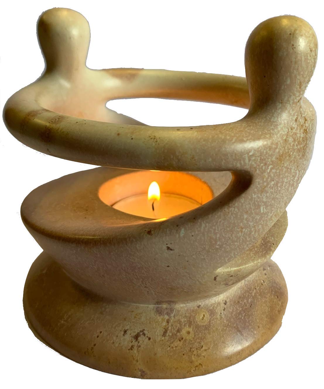 Soapstone Light Eternal Flame Tea Holder - Fair Trade And Hand Crafted In Kenya