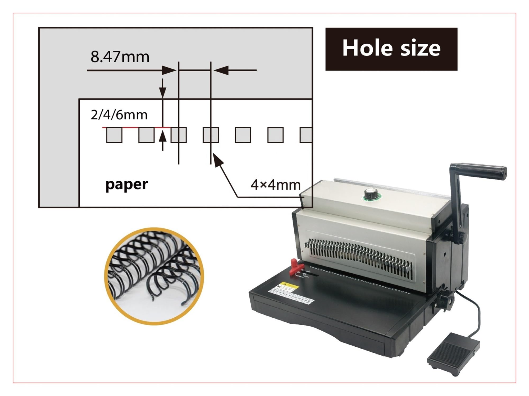 ET8707 A3 A4 14,3mm Draht 3:1 Elektrische Stanz Bindemaschine Locher Maschine Einstellbare Puncher Papier Punch A5
