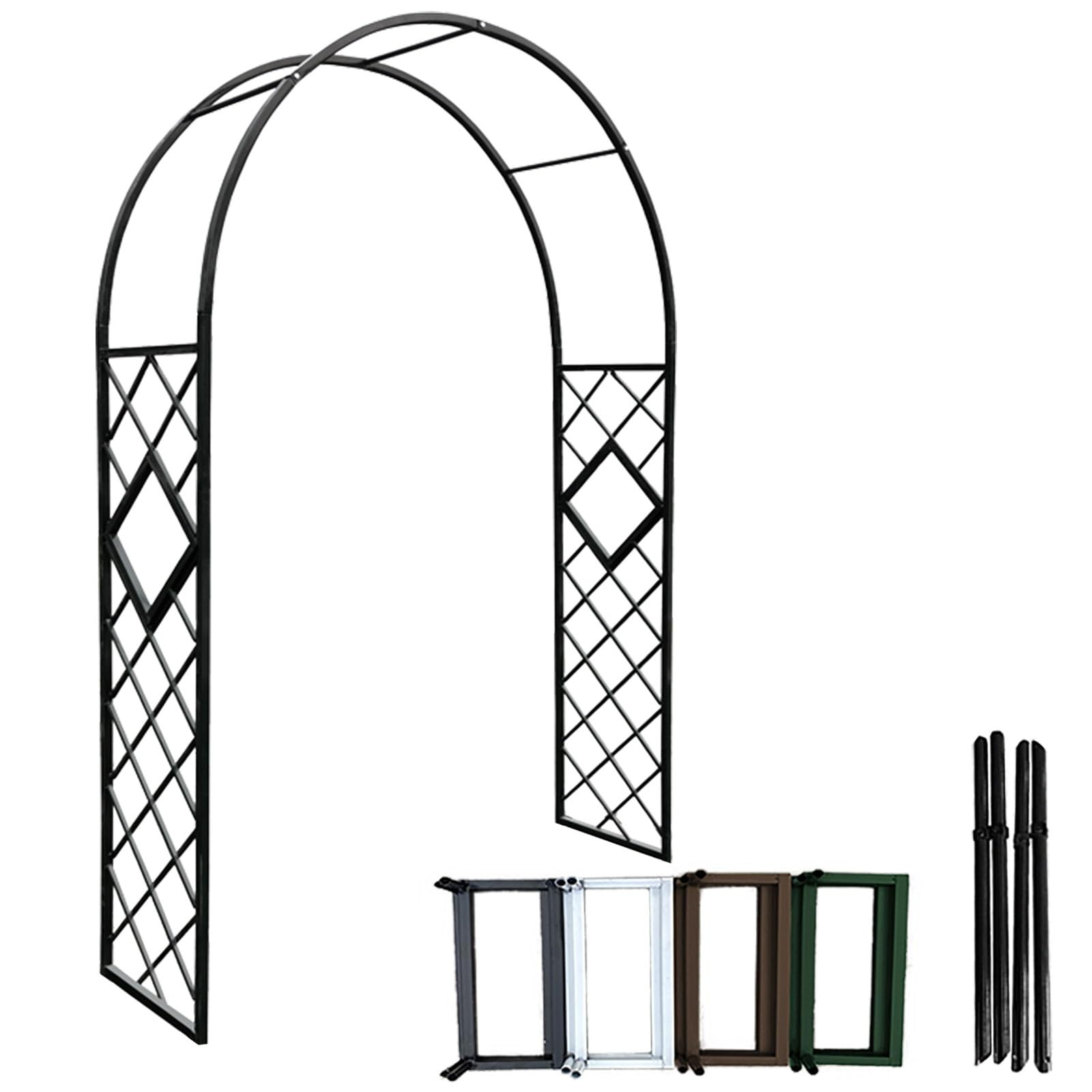 Arceau à Rosiers Metal,Arche Jardin pour Rosiers Plantes Grimpantes,Arche de rosiers Largeur 140cm 180cm 200cm 260cm 320cm Arche en Treillis Jardin métallique avec socle et pique(Noir,3.2x2.3m/10.5x7.