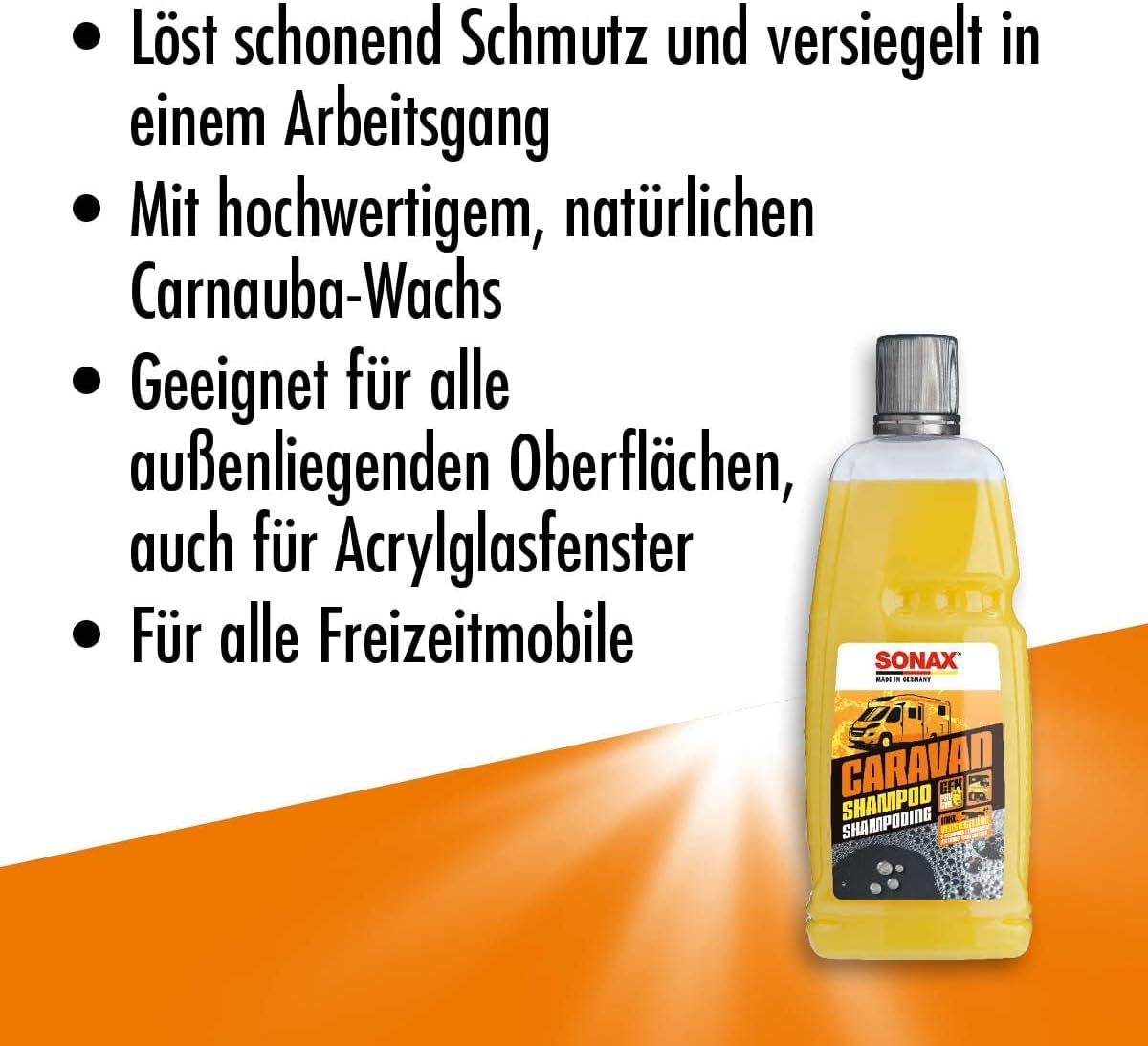 autopflege Sonax Caravan - Set di pulizia per camper, 1 l, con guanto da lavaggio + panno asciutto + secchio da 16 l con coperchio, pulitore per roulotte