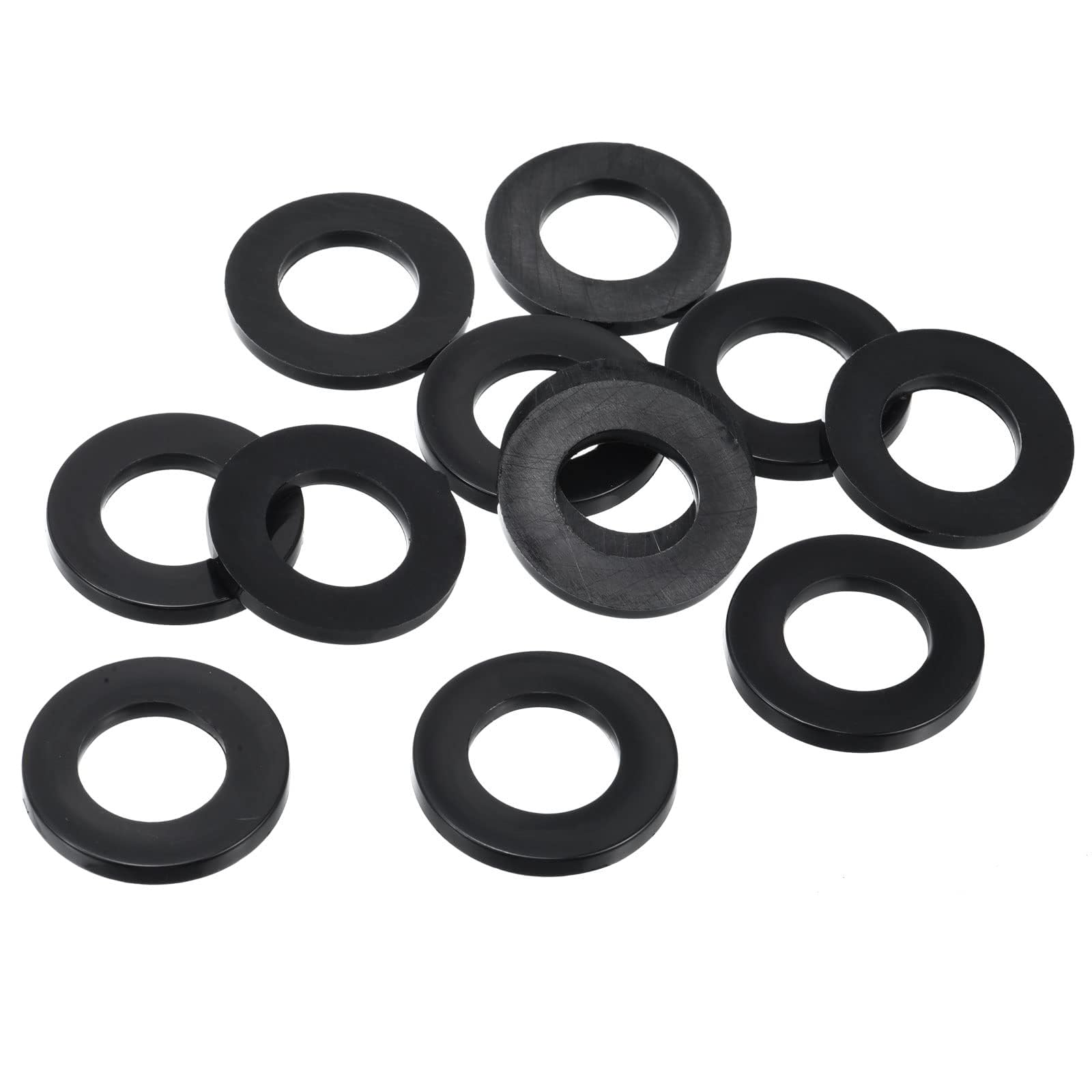 TA-VIGOR 12Pcs Black Nylon Flat Washers, M16 x 30mm x 3mm, Insulating O-Ring Gaskets, Tap Sealing Spacer for Faucet Pipe