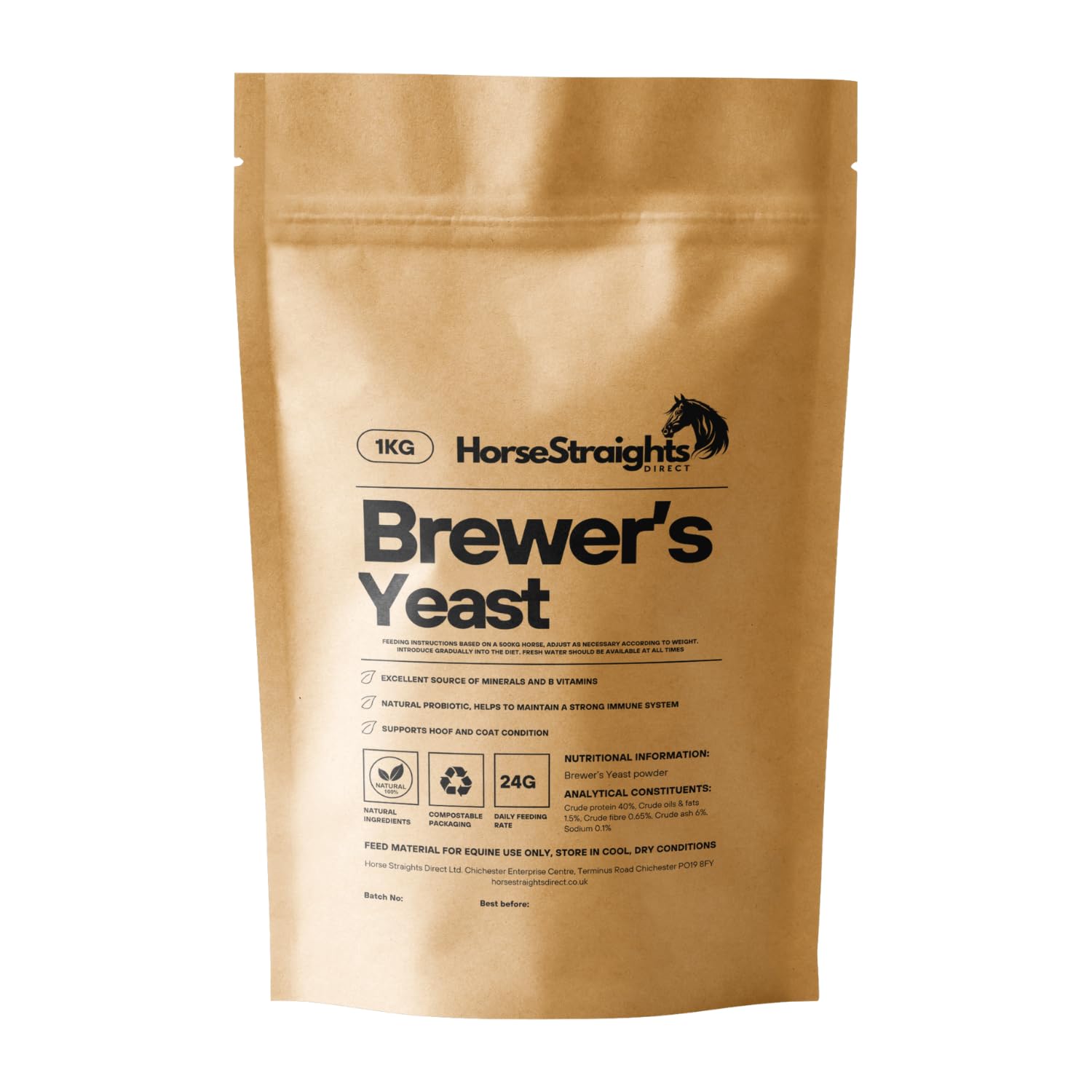 Brewers Yeast for Horses Digestive Immune & Coat Support 1KG HSD Horse Straights Direct