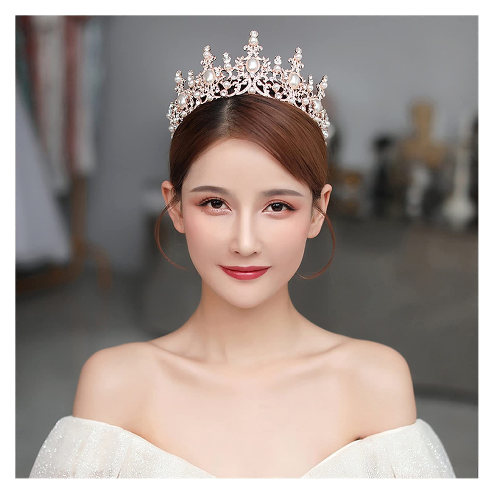 Barokowy luksusowy posrebrzany kryształowy perłowy diademy ślubne Rhinestone Pageant Diadem opaski ślubne akcesoria do włosów prezent Tiara (kolor metalu: srebrny)