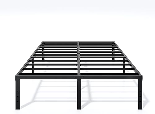 Miniatura 9 de Base de cama de metal tamaño Queen – Base de cama de plataforma Queen resistente de 12 pulgadas, no necesita somier, fácil montaje, sin ruido, base