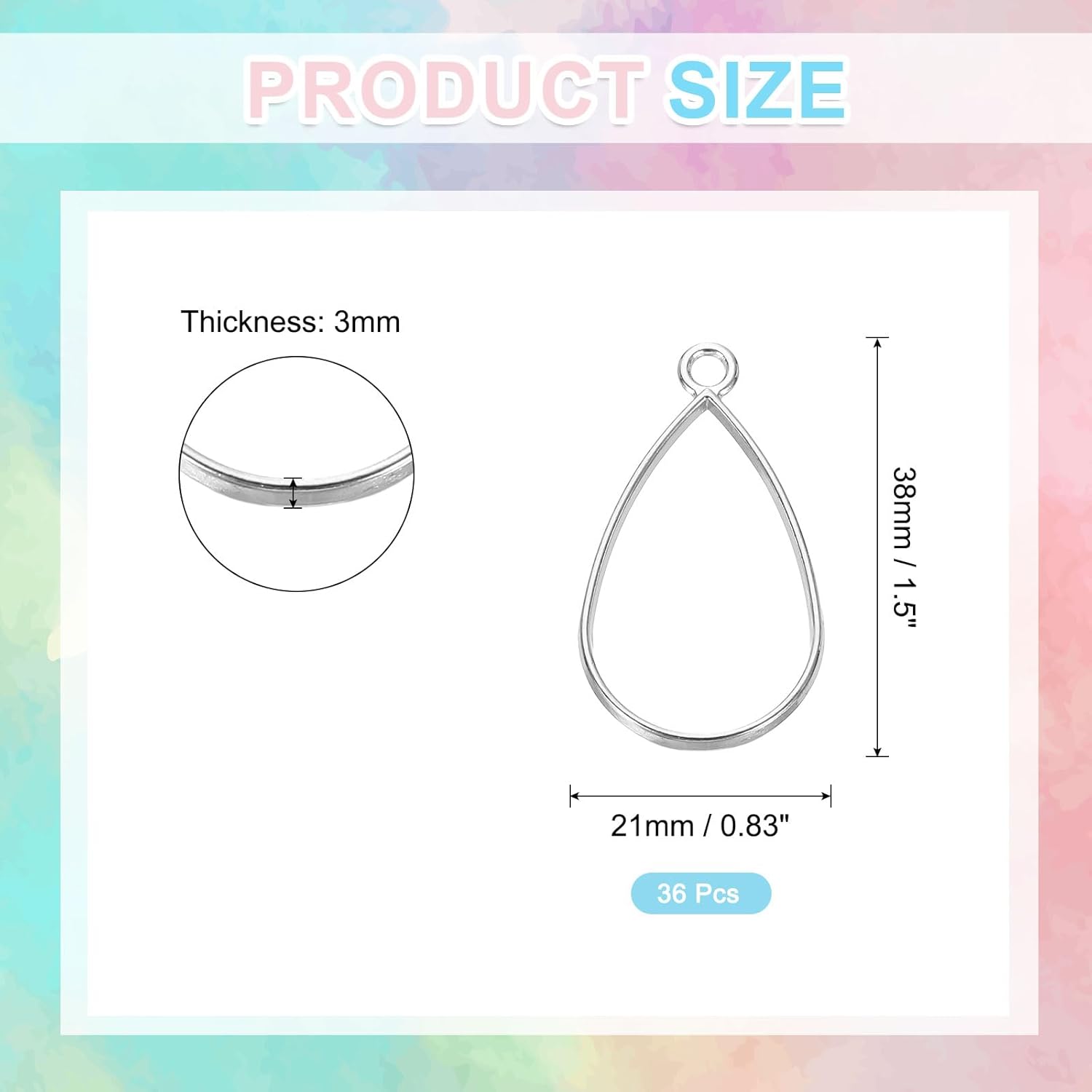 uxcell Open Bezel, Teardrop Resin Bezels Pendants Open Back Bezels Metal Hollow Frame Charm for DIY Resin Crafts Earring - Image 2