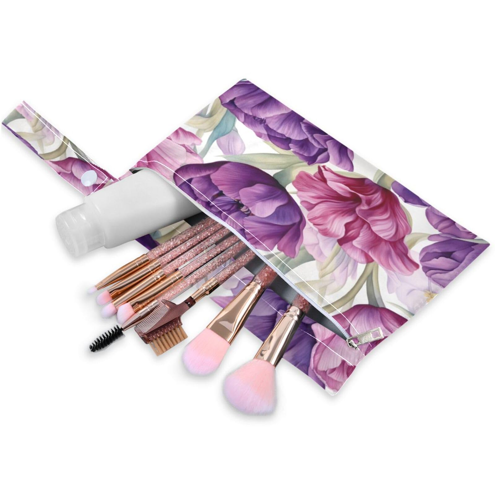 ATTX Purple Tulip Wet Dry Bags 2-Pack - Reusable Cloth Diaper Storage for Travel, Beach & Gym | Multi-Use Waterproof Bags for Swimsuits, Baby Clothes, Sports Gear#82