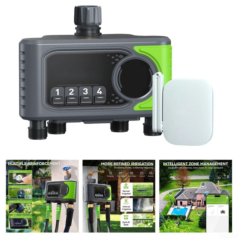 Timer per irrigazione WiFi a 4 zone per sistema di irrigazione intelligente per tubo da giardino Controller di irrigazione per esterni App Voice Pianificazione basata sul tempo Modalità manuale EU NH