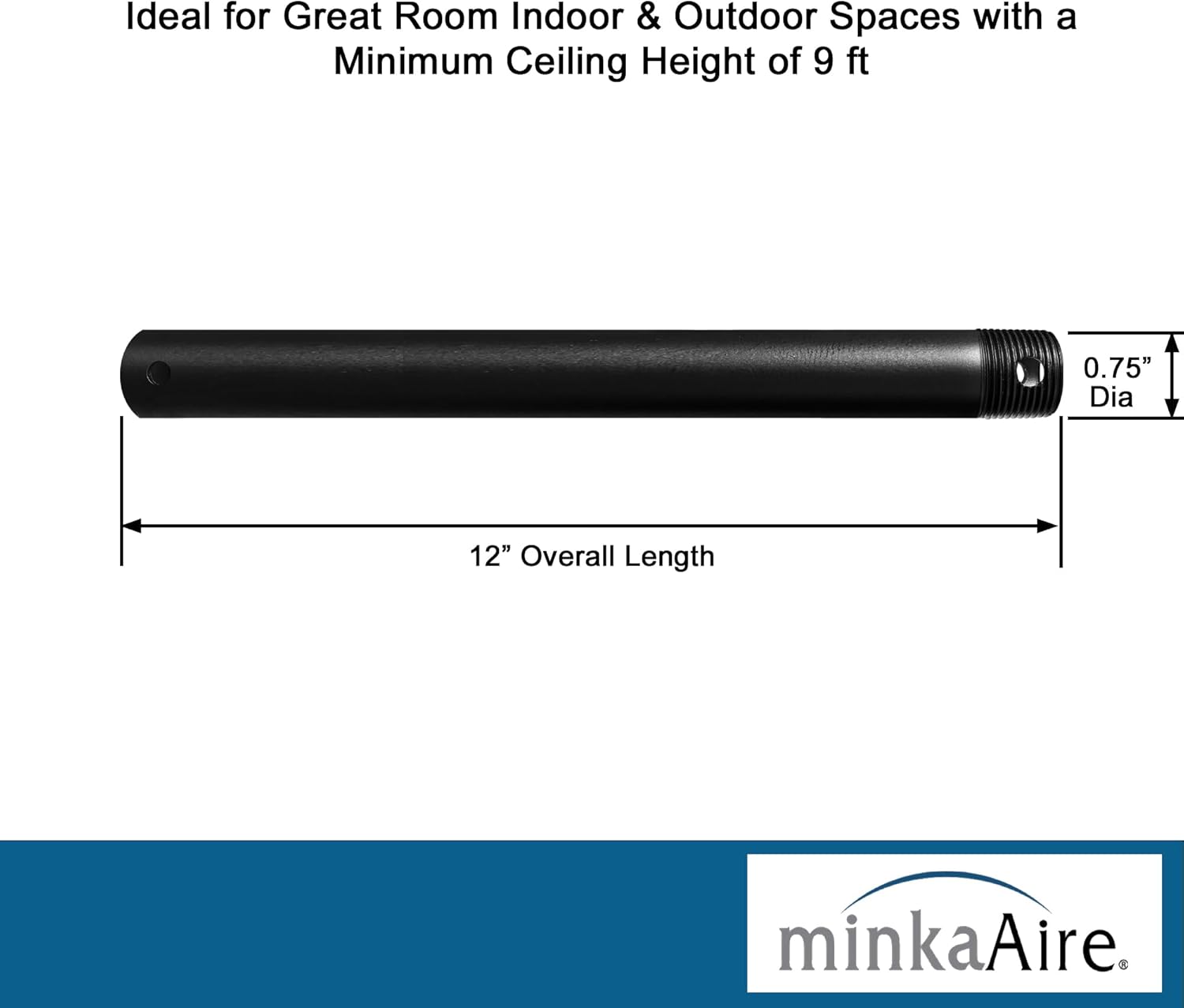 MINKA-AIRE 12 Inch Ceiling Fan Downrod - Coal - DR512-CL