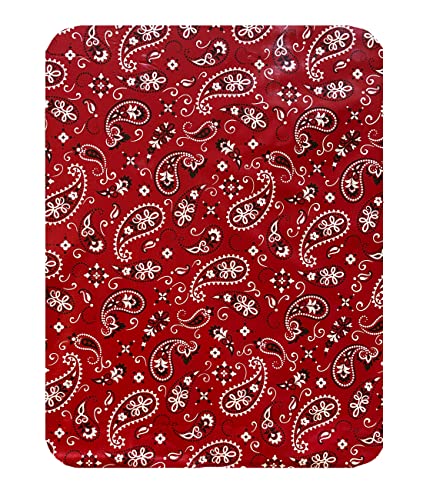 Newbridge Red Bandana Paisley Print Vinyl Tablecloth With Flannel Backing, Red And Black Paisley Design Indoor Outdoor Vinyl Tablecloth, 52 Inch X 70 Inch Oblong/Rectangle #TOP3