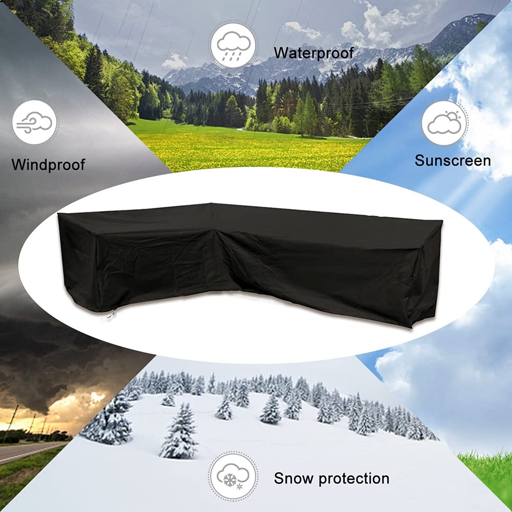 Copridivano Angolare Esterno 300x300cm Nero - Copertura Impermeabile Per Divani A L - Foto 3