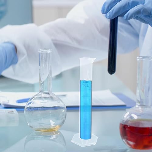 Miniatura 10 de Geesatis Cilindros de medición de plástico transparente de 0.8 fl oz para prueba de laboratorio graduada, 10 unidades