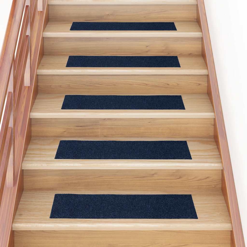 Lot de 30 tapis d'escalier autocollants en feutre aiguilleté bleu marine design moderne pour couloir, salon, chambre à coucher – Safe & Sle