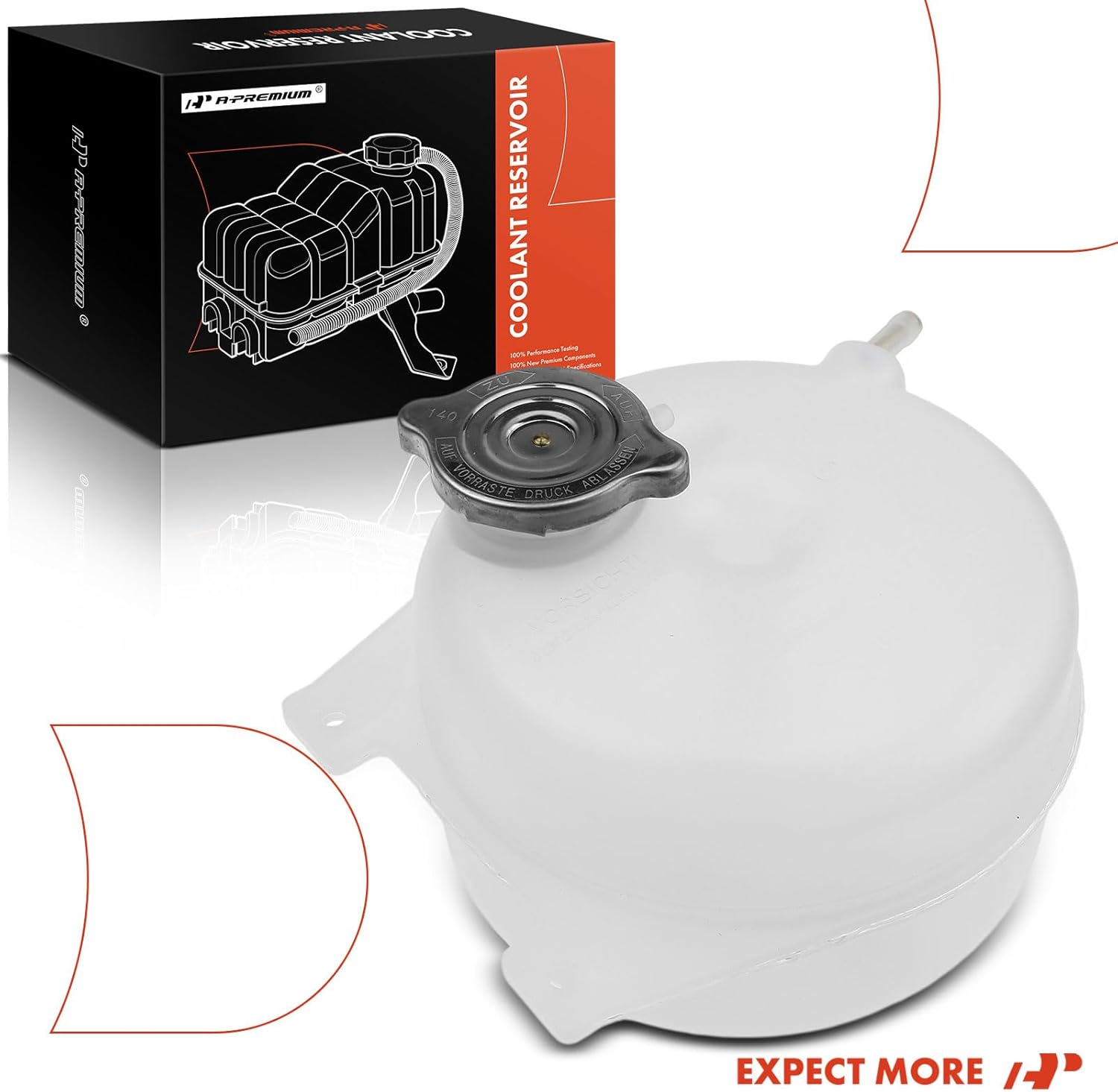 A-Premium Engine Coolant Overflow Recovery Reservoir Tank [w/Cap] Compatible with Mercedes-Benz 350SL 1972-1973, 380SL 1981-1985, 380SLC 1981-1981, 450SL 1973-1980