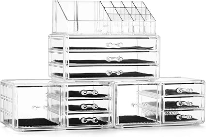 Felicite Home Acrylic Jewelry and Cosmetic Storage Boxes Makeup Organizer Set, 4 Piece : Amazon.ae: Beauty