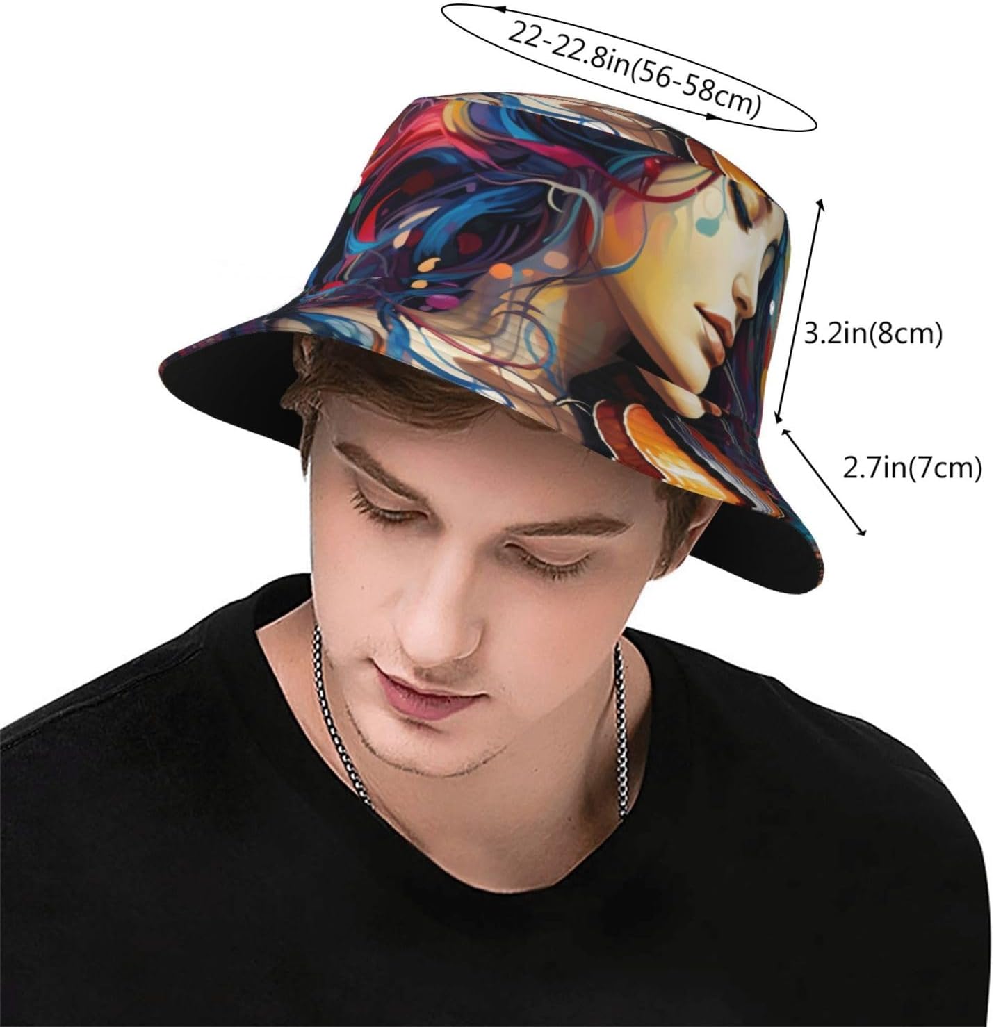 Colorful Music Print Sun Hat Outdoor Fisherman Cap Summer Bucket Hat Beach for Men Women