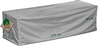 Premium Protect Loungesofa Schutzhülle 3 Sitzer, 220x90x80 cm, hellgrau, atmungsaktives 2-lagiges Polyestergewebe, Gartenmöbel Abdeckung wasserdicht und UV-beständig