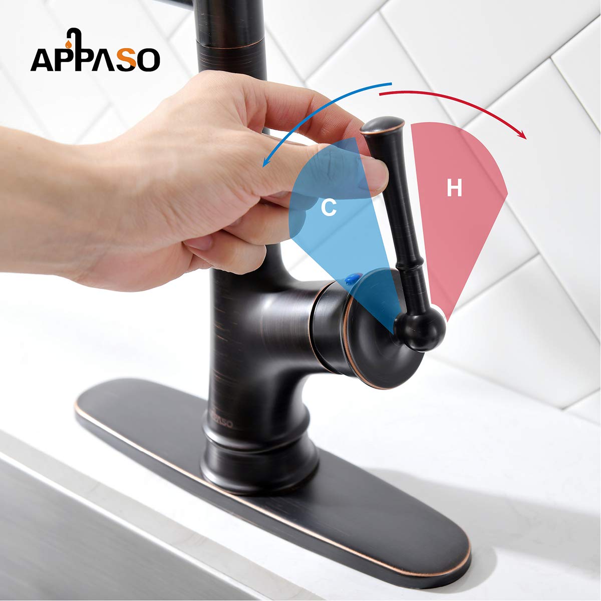 APPASO Commercial Spring Pull Down Kitchen Faucet with Sprayer and Pot