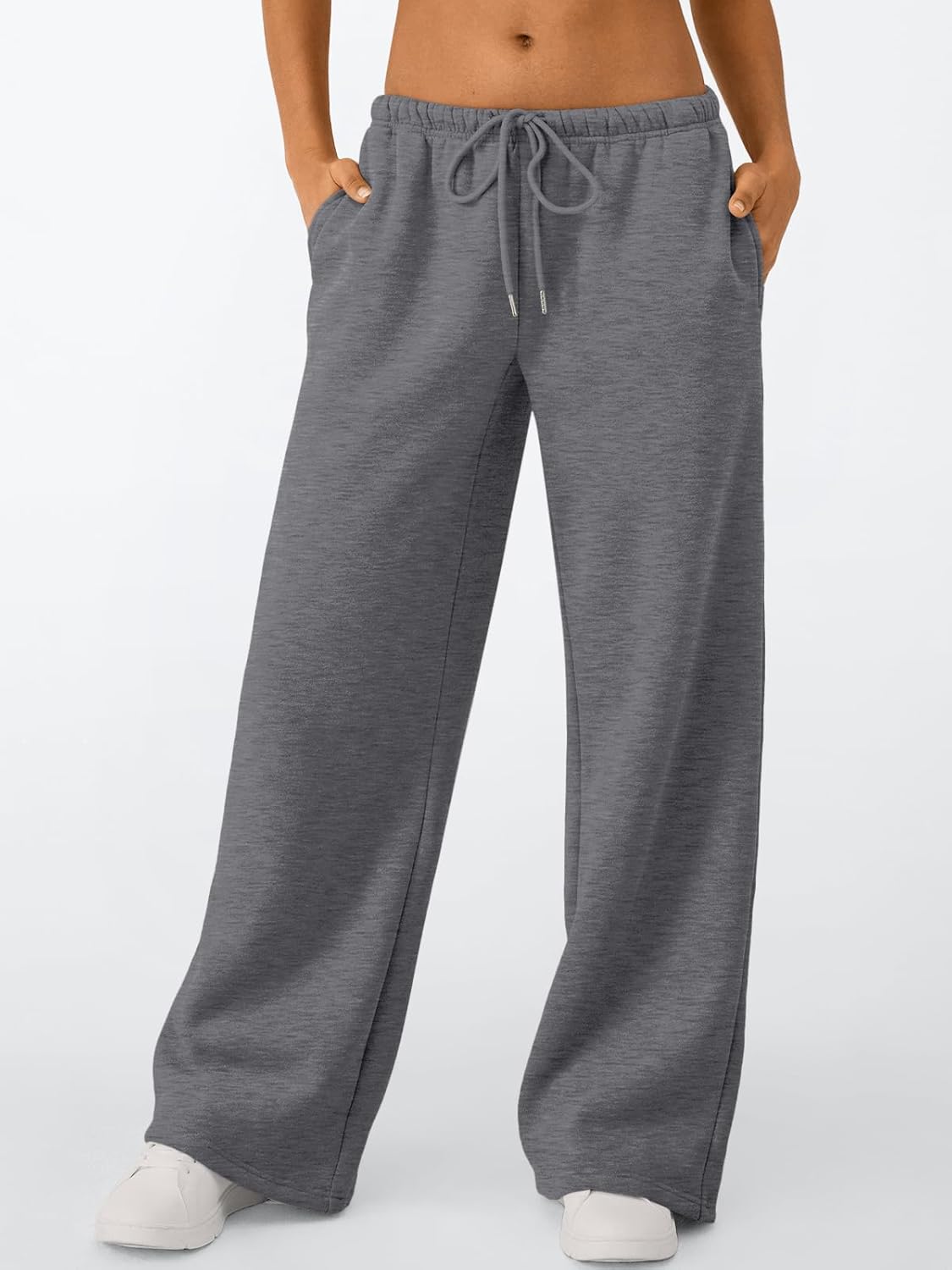 Trendy Queen Womens Wide Leg Sweatpants Baggy Drawstring Low Rise Lounge Pants 2026 Fall Joggers with Pockets - Image 2