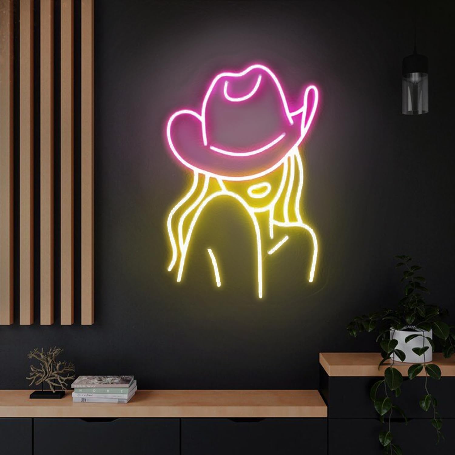 Cowgirl Hat Neon Sign Dimmable LED Western Cowboy Hat Girl Neon Light Wall Decor for Bedroom, Home, Birthday Party Gift for Girl 20inch