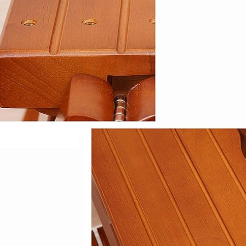 Miniatura 4 de ZSEDP - Taburete plegable para el hogar escalera de madera maciza cocina multifunción 3 escaleras soporte de flores color nogal