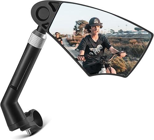 Himiway Espejo retrovisor antirreflejo ajustable con lente retráctil y rotación de 360 grados, espejo de bicicleta seguro para manillar de
