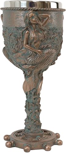 Miniatura 1 de Ebros Sirenas Náuticas Del Mar Rústica Sirena Sirena De Coral Reef Con La Rueda De La Base Del Casco De Vino Goblet Cáliz Bebida Serveware Sirenas