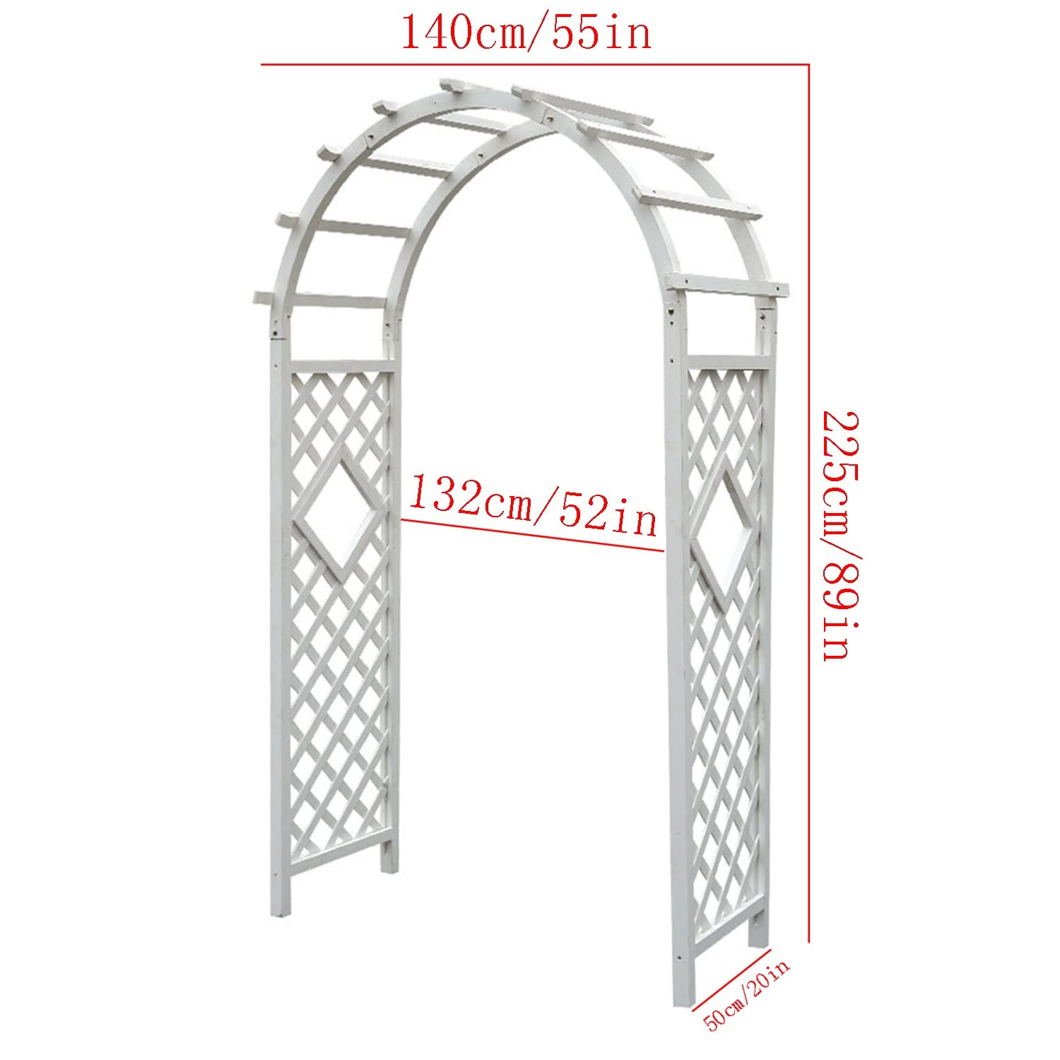 Drewniany łuk ogrodowy pergola do roślin pnących na zewnątrz krata altanka dekoracja ślubna biała 140 x 225 cm