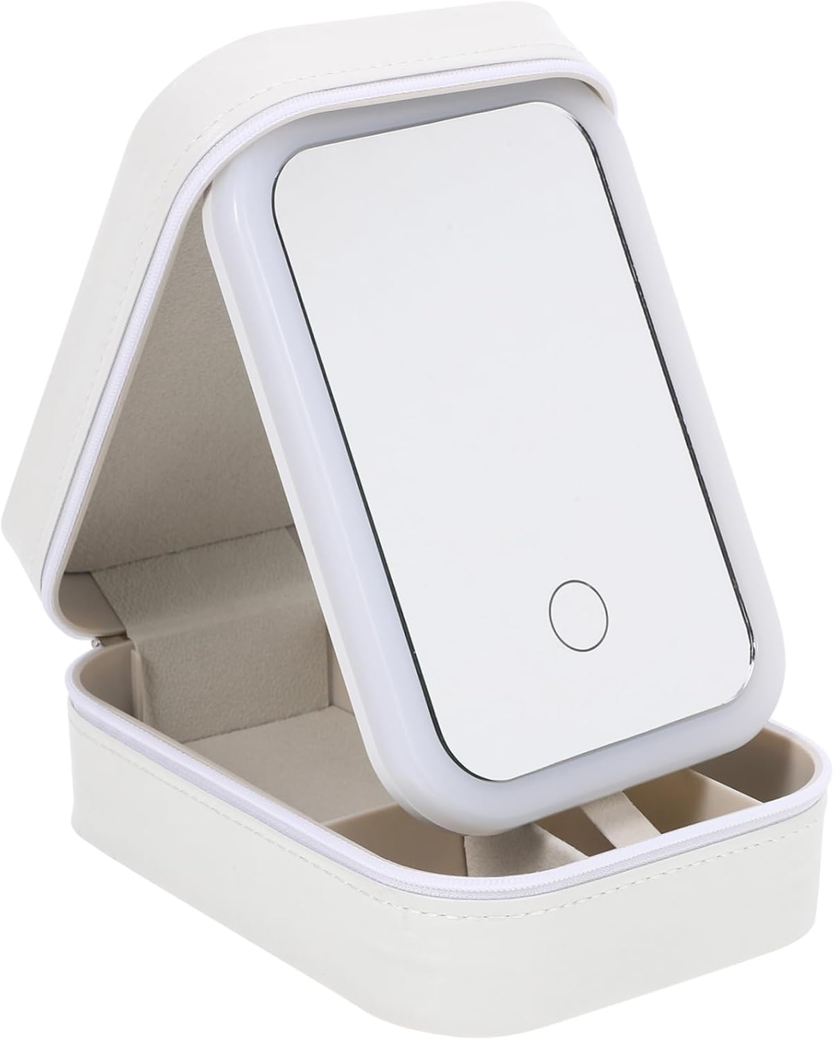 Travel Makeup Organizer Case with Led Lighted Mirror Portable Cosmetic Storage for Outdoor Use Stylish and Functional Design for Easy Access to Beauty Essentials